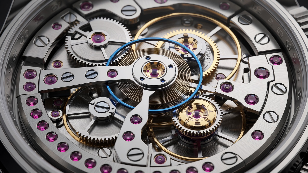 Luxury Rolex Daytona mechanical chronograph watch movement detail
